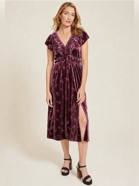 Eyesdadow Brown Ruby Floral Jacquard Velvet Dress XL Romantic Whimsigoth Festiva
